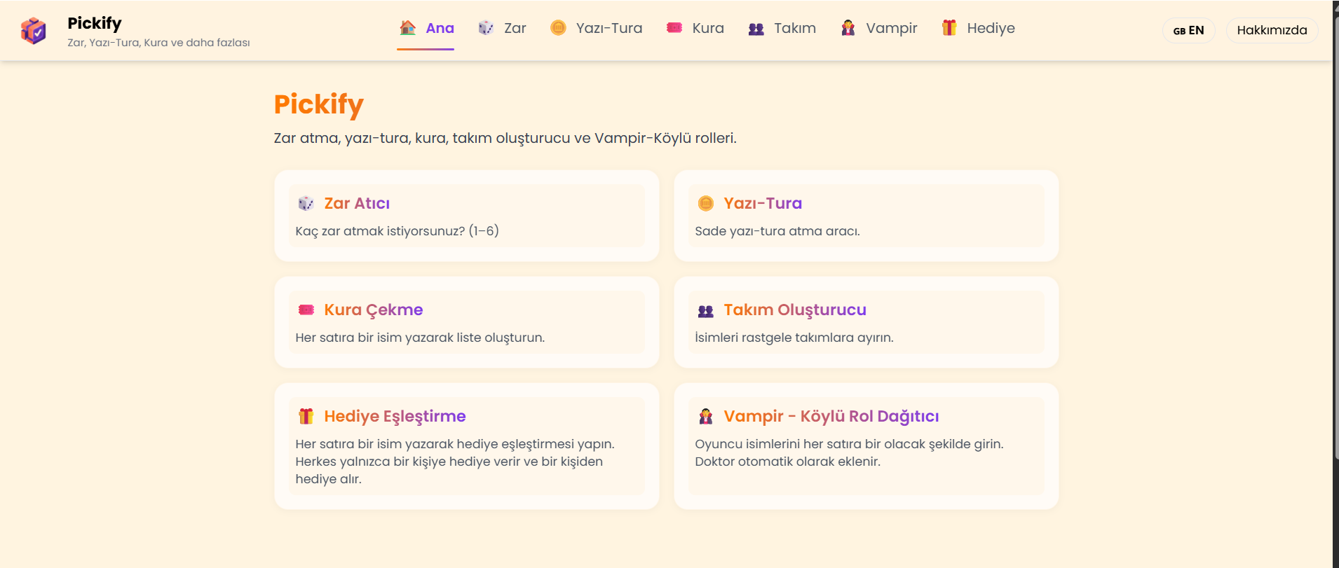 Pickify - Rastgele Seçim Araçları